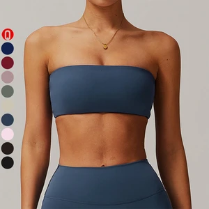 Quick Dry Lightweight Breathable Women Strapless Yoga Bra Running Workout Sexy Fitness Sportswear Padded Backless Push Front