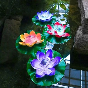 Colorful Solar Lotus Light Lamp Waterproof IP65 Floating Solar Night Light for Garden Pond Swimming Pool Wedding Decoration