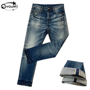 Denim Manufacturer Custom Vintage Wash Oversize Diamonds Rhinestone Wide Leg Baggy Denim Pants Jeans Trousers for Men