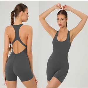 Customized One-piece Sportsuits Running Jumpsuit Shorts Active Wear Outdoor High Intensity Yoga Sets Fitness Padded for Lady