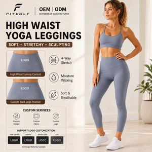 FITVOLT Ankle-Length Butt Lifting High Waist Tummy Control Solid Four-Way Stretch Seamless Yoga Pants for Women