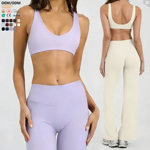 OEM ODM Logo Custom Women Solid Color Workout Fitness Bra Supportive Padded Deep V Neck Gym Bra High Quality Yoga Sports Bra
