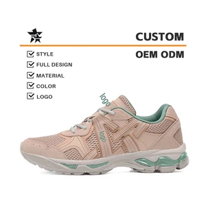 Custom Men's Lace-Up Trail Running Shoes Hiking Sneakers Non-Slip Breathable Mesh Upper Lightweight Cushioning Comfort Rubber