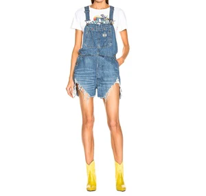 Customize Denim Jeans Shorts Overall Shorts Distressed Rip Washed Denim Shorts for Women