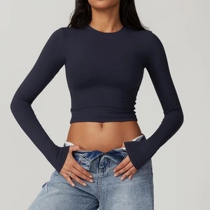 New Popular Women's Breathable Lightweight Sports T-shirt Running Fitness Wear Long Sleeve Yoga Top