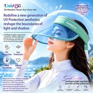 Anti UV Unisex Curved Wide Visor Shield Clear Sports Cycling Running Adjustable Casual Summer Beach Sun Cap 100% Polyester
