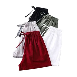 2023 TongRui Plus Size Customizable Women's High Waist Loose Fit Cotton Linen Cargo Shorts with Windproof & Breathable Features