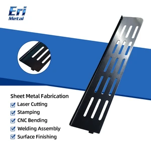 Custom Black Powder Coated Steel Ventilation Louver Panel With Laser Cutting CNC Bending And Slotted Holes For Equipment Cooling