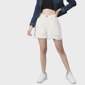 Women's Casual Sexy Summer Denim Shorts Breathable 100% Cotton Distressed Skinny Fit High Waist