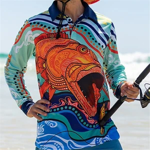 Print Sun Shirts Unisex Long Sleeve UPF 50+ UV Sun Protection Rash Guard Quick Dry Hiking Running Swimming Fishing Shirts