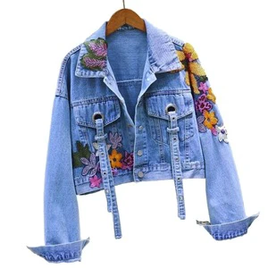 2026 Wholesale Custom Made Breathable Eco-Friendly Women's Long Stretch Denim Jacket Cotton Winter Plain Plus Size