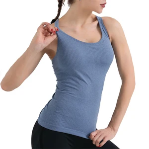 Plus Size Women's Halter Yoga Gym Tank Tops Summer Cotton Knitted Breathable Eco-Friendly Quick Dry Anti-Shrink Sexy Club Style