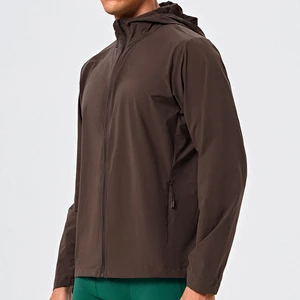 Sun Protective Clothing 100% Polyester Men Zip Sport Jacket Lightweight Running Training Jacket