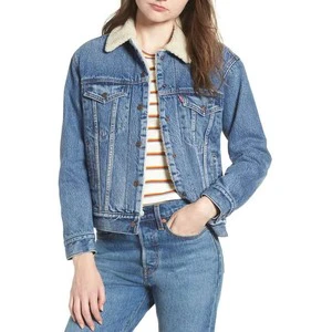 High Quality Women's Cropped Denim Jackets Casual Jean Coat With Fur Custom OEM Supply