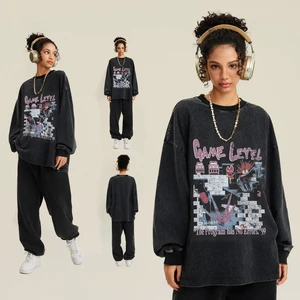 Plus Size 100% Cotton Women's Long Sleeve T-shirt Custom Brand Hip Hop Trend Digital Printing Breathable Casual Style Logo
