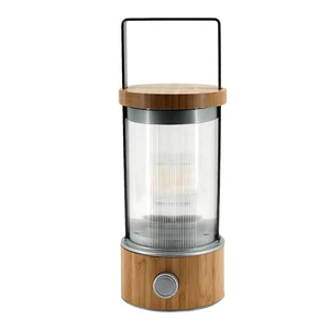 Bamboo Camping Light Rechargeable Table Lamp Customized Lampshade