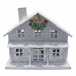 Christmas New Decorative Luminous Cabin LED Iron House Classic Style Glossy Finish Desktop Ornaments LED Lighting Kid Room