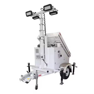 ECOSOLAR Solar-Powered 15m Mast Trailer Tower with 4x LED Floodlights Galvanised Steel White for for for Construction