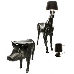 High Quality Modern E27 Horse Floor Lamp for Hotels Resin+Fabric Cover Blue LED Shade Midcentury Design Style Small Size