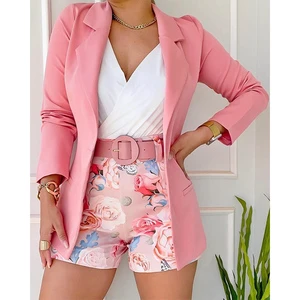 European and American New Casual and Fashionable Suit Set Small Suit Set with Belt and Temperament Commuting Set