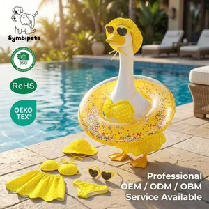 Beach Polka Dot Bikini Costume Pet Geese Sunglasses Inflatable Swim Ring Summer Pool Swimming Goose Outfit Set
