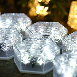 Outdoor Cube Garden Battery Paver Landscape Path Yard Lamp Rgb Mini Deck Step Stair Mount Led Solar Acrylic Brick Light