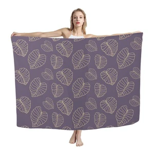 Print on Demand Taro Leaves Custom Hot-selling Woven Beach Towel Swimsuit Cover up Wrap Bikini Sarongs Beach Wear for Women