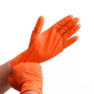 Custom Logo Heavy Duty Industrial Nitrile Disposable Safety Gloves 8MIL Thick Reinforced Cuff Anti-Chemical Tear-Resistant