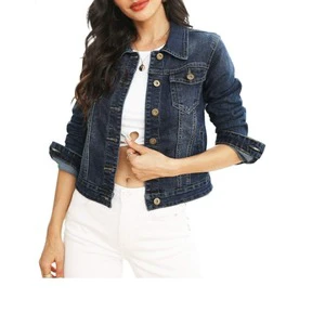 High Quality Ladies Women's Denim Jacket Casual Jeans With Hood Blue Women's Denim Shirts Wholesale Price Denim Jacket