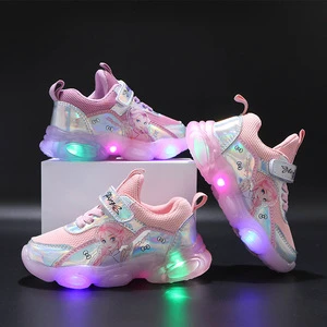 0-3 New Boys Girls Princess Luminous Kids Casual Sports Shoes LED Light Children's Girls Light up Shoes for Kids
