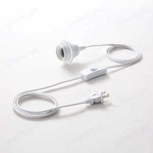 Us UL Power Plug E26 Lamp Light Bulb Socket Wire Set with Switch