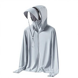 UPF50+ Ice Silk Sun-Protective Hooded Wrinkle-Resistant Jacket Men's Women's Thin Summer UV-Proof Large-Brimmed Outdoor Skin