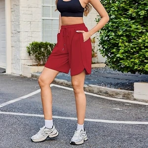 Plus Size Women's Summer Breathable Cotton French Terry Sweat Shorts with Drawstring Waist Pockets Casual Sports Lounge Design