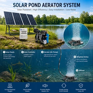 Solar Powered Pond Aerator 50L/min Portable BLDC Pump For 0.5 Acres Up To 6m Depth Fish Ponds