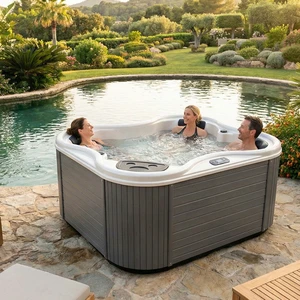DSL 3-Person Outdoor Heated Acrylic Massage Spa Pool | Modern Above Ground Whirlpool for Villa Hotel