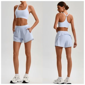 Women Yoga Set with Adjustable Straps, Crisscross Back Fitness Activewear, Running Workout Sports Suit