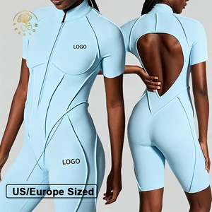Factory Durable Elastic Soft Sporty Breathable Fashion Clothes Workout Jumpsuit Zip up Quality Active Wear One Piece Jumpsuit