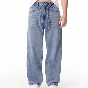 New Retro Casual Men's Jeans American Trend Loose High Street Wide Leg Pants Wash Mid Waist Plus Size Straight Jeans