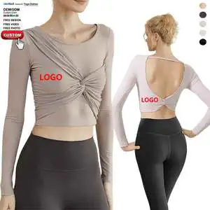 Women Oem Lightweight Tight Fit Yoga Wear Top With Padded Moisture Absorption Quick Dry Fabric Running Pilates Gym Long Sleeve