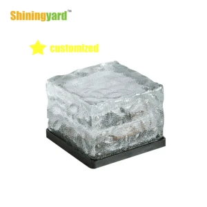 IP65 Polycrystalline Solar LED Crystal Glass ABS+Glass Road Brick Light Frosted White 6000K Daylight 10-12 Hours