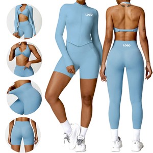 Custom Logo Gym Clothing Active Wear Yoga Set Halter Tight Fitting Short Top Casual Fitness Trousers Suit Women Yoga Sets