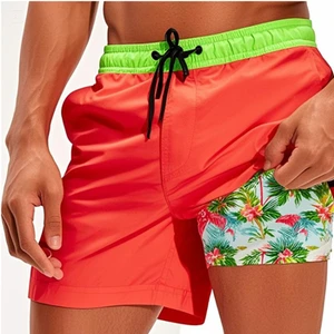 Men Swimming Trunks, With Compression Liner 2 in 1 Quick Dry Beach Shorts, With Pockets Swim Trunks