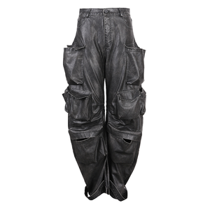 New Fashion Stonewashed Patchwork Cargo Jeans High Street Hip Hop Style Jumpsuit Set for Women Men Wide Leg Autumn Summer Spring