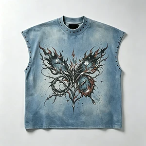 Popular Summer Loose Tie Dye Gradient Color Sleeveless Cotton T-shirt Customized Casual Unisex's Vest Washed Tank Top