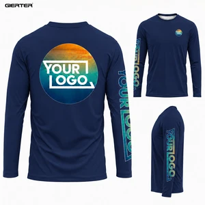 Custom UPF 50 Shirt Rash Guard Fishing Clothes Blank Solid Color Men's Long Sleeve Mesh Vented Uv Sun Fishing Shirts