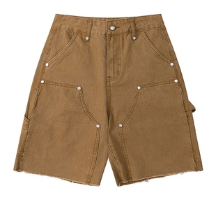 100%cotton Distressed High Quality Summer Ripped Stonewashed Customized logo Vintage Cleanfit Plain Breathable Jean Men's Shorts