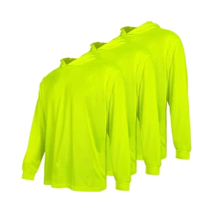 Long Sleeve Construction Work Shirts Hi Vis Safety Hoodie with Sun Protective Hood Reflective Safety Clothing