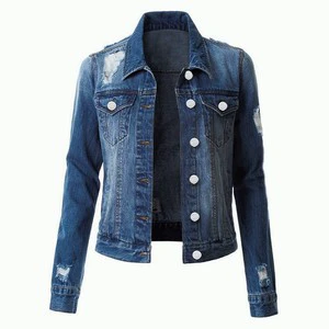 Ladies Autumn/Spring Washed Breathable Denim Jacket with Stand Collar and Button Front Newest Design for Women
