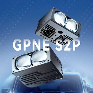 GPNE 65W Dual Lens LED Grid Lamps 5500K White 3000K Amber Dual Color High Low Beam Car Front Grille Mesh Work Light Pod