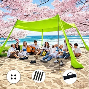 Wholesale Multicolored Canopy Large Family Outdoor Beach Sunshade Tent With 4 Steel Poles